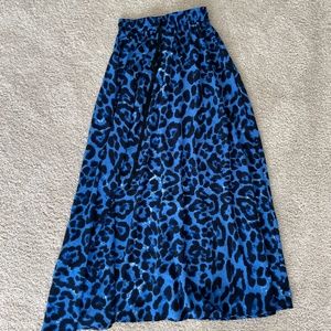Blue Leopard Maxi Skirt